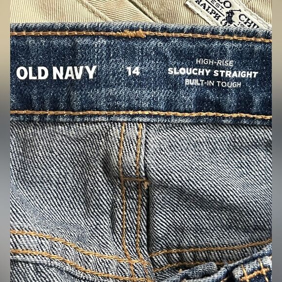 Girls High Rise Slouchy Straight Ripped Jeans Blue Denim 14 - Picture 7 of 7